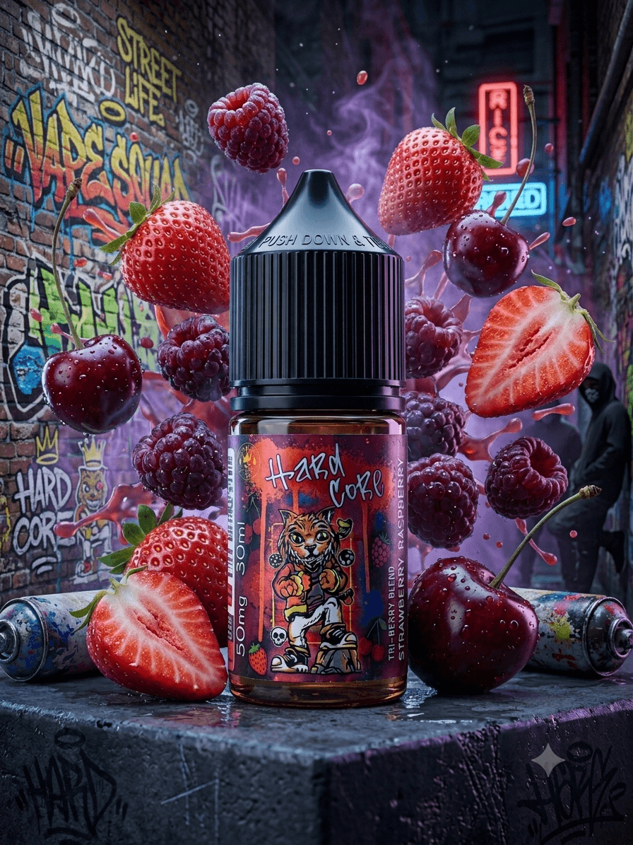 سالت هاردکور 30 میل طعم توت فرنگی تمشک آلبالو | Hardcore Strawberry Raspberry Cherry Salt 30ml